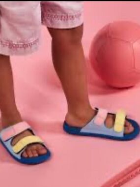 Native Sandals Frankie Sugarlite in Resting Blue Dazzle Pink Girls Size 1